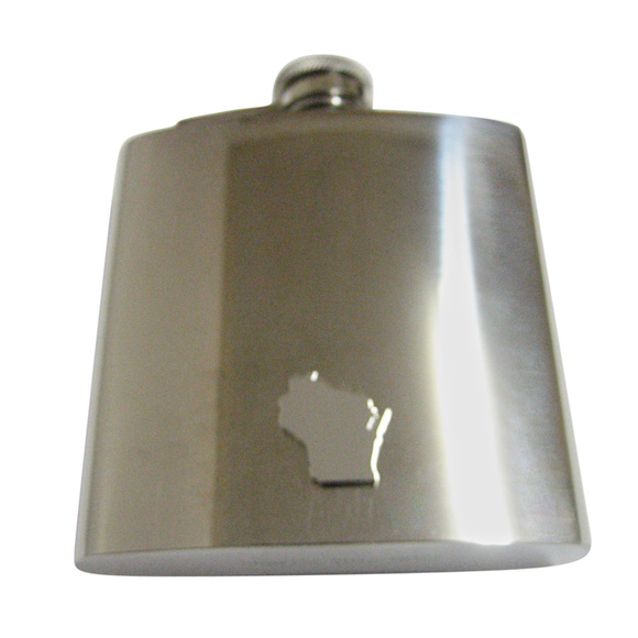 Wisconsin State Map Shape 6oz Flask - Picture 1 of 1